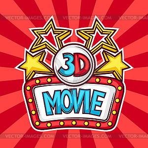 Cinema and 3d movie advertising background in - vector clip art