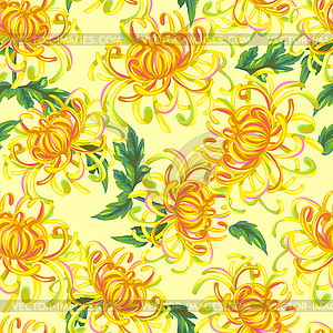 Seamless pattern with chrysanthemum flowers. - vector clipart