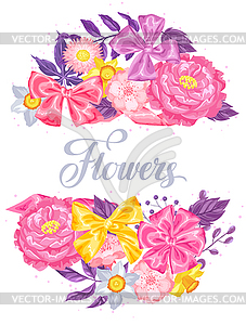 Invitation card with decorative delicate flowers. - vector clip art