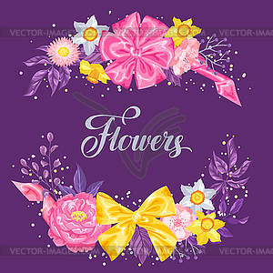 Invitation card with decorative delicate flowers. - vector image