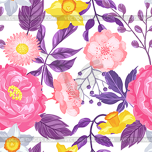 Seamless pattern with decorative delicate flowers. - royalty-free vector image