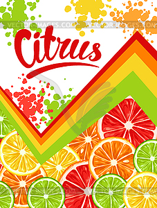 Poster with citrus fruits slices. Mix of lemon - vector clipart / vector image