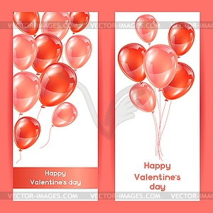 Happy Valentine day banners with pink and red gloss - vector clip art