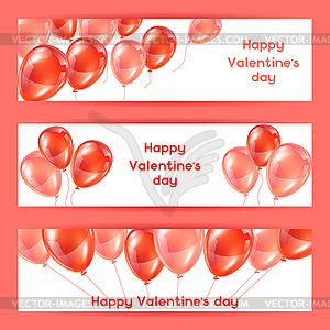 Happy Valentine day banners with pink and red gloss - royalty-free vector clipart