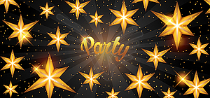 Celebration party banner with golden stars. - vector image