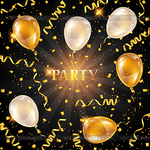 Celebration party background with golden balloons - vector clip art