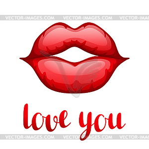 Love you. Happy Valentine day greeting card with - vector image