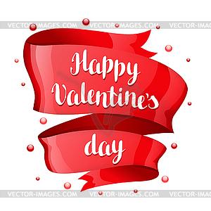 Happy Valentine day greeting card with Red shiny - vector image