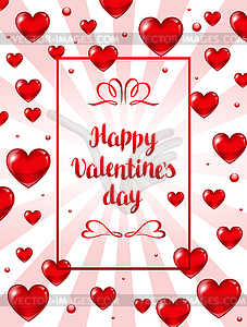 Happy Valentine day greeting card with red realisti - vector clipart / vector image