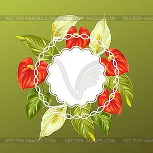 Decorative card with flowers spathiphyllum and - vector clip art