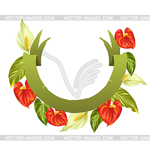 Decorative ribbon with flowers spathiphyllum and - vector image