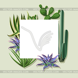 Frame with cactuses and succulents set. Plants of - vector image