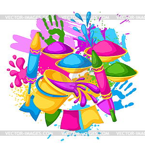 Happy Holi colorful background. buckets with - vector clipart / vector image