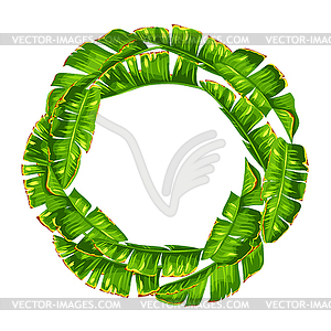 Frame with banana palm leaves. Decorative tropical - vector clip art