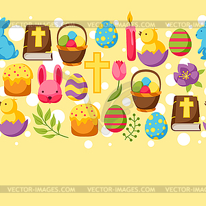 Happy Easter seamless pattern with decorative - vector clip art