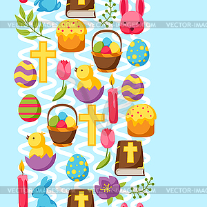 Happy Easter seamless pattern with decorative - vector clip art