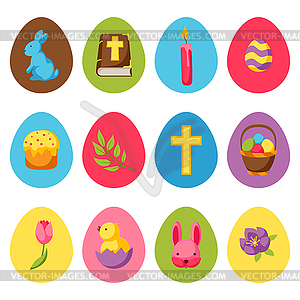 Happy Easter set of decorative objects, eggs and - royalty-free vector image