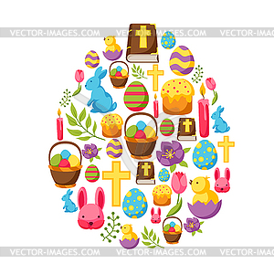 Happy Easter greeting card with decorative - vector image