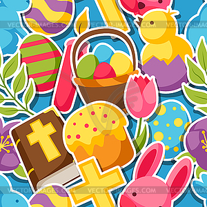 Happy Easter seamless pattern with decorative - vector clip art