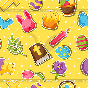 Happy Easter seamless pattern with decorative - vector clipart