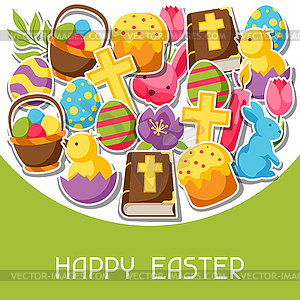 Happy Easter greeting card with decorative - stock vector clipart