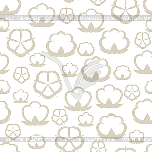 Seamless pattern with cotton bolls. Stylized - vector image