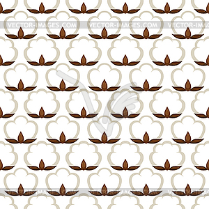 Seamless pattern with cotton bolls. Stylized - vector clip art