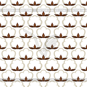 Seamless pattern with cotton bolls. Stylized - vector clip art