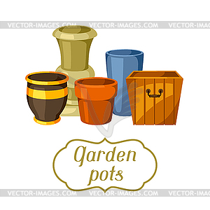 Garden pots. Background with various color - vector EPS clipart