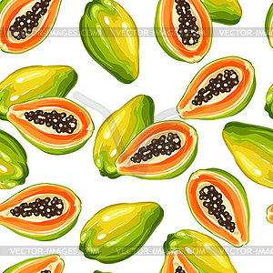 Seamless pettern with papaya . tropical plant - vector image