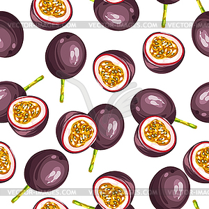 Seamless pettern with passion fruit . tropical plant - vector clipart