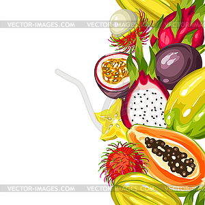 Seamless border with exotic tropical fruits. asian - vector image