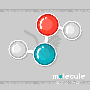 Molecular structure emblem. Research concept in fla - vector image