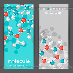 Banners with molecular structure. Abstract molecule - vector image