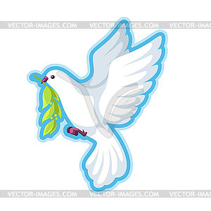 Белый голубь мира носит оливковую ветвь - векторная иллюстрация