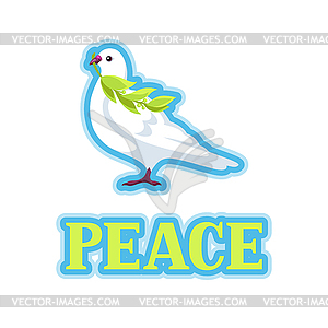 White dove of peace bears olive branch - stock vector clipart