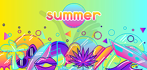 Background with stylized summer objects. Abstract i - vector image