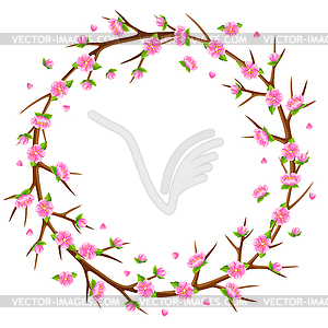 Spring frame with branches of tree and sakura - vector clipart