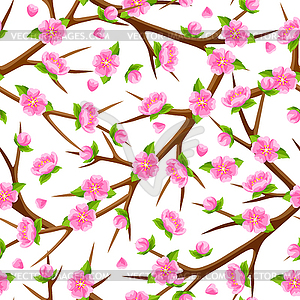 Spring seamless pattern with branches of tree and - royalty-free vector clipart