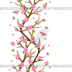 Spring seamless pattern with branches of tree and - vector image