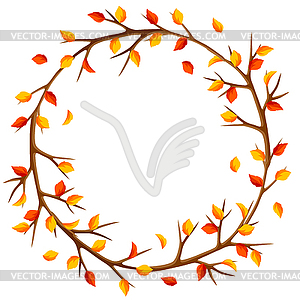 Autumn frame with branches of tree and yellow - vector clipart