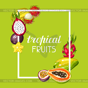 Frame with exotic tropical fruits. asian plants - vector clip art