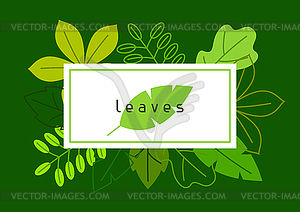 Natural card with stylized green leaves. Spring or - royalty-free vector clipart