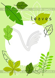 Природные карты с стилизованных зеленых листьев. Весна или - клипарт в векторном формате