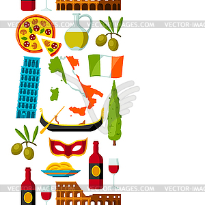 Italy seamless pattern. Italian symbols and objects - vector clip art