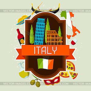 Italy background design. Italian symbols and objects - vector clipart