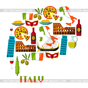 Italy background design. Italian symbols and objects - vector image