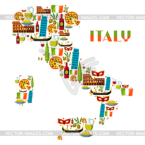 Italy background design. Italian symbols and objects - vector clipart