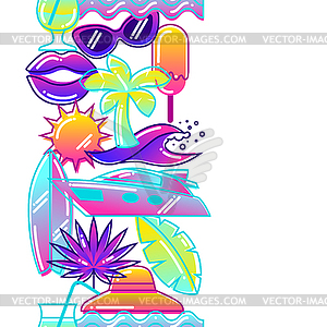 Seamless pattern with stylized summer objects. - vector image