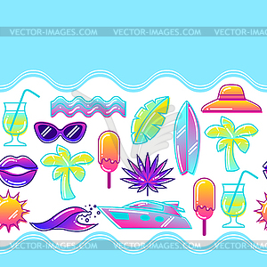 Seamless pattern with stylized summer objects. - vector clipart